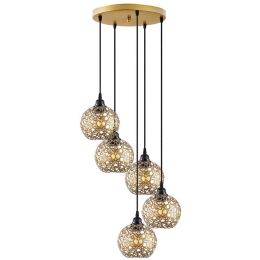 Φωτιστικό Οροφής Selcuklu 521SHN3478 60x60x111cm 5xE27 40W Gold Opviq