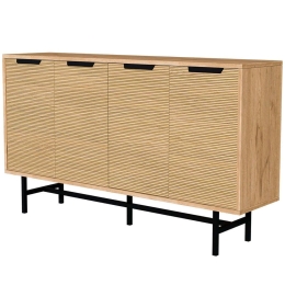 Μπουφές Blanco 389MZA2233 144,8x35x79cm Oak-Black Μοριοσανίδα, Μελαμίνη