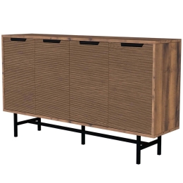 Μπουφές Blanco 389MZA2234 144,8x35x79cm Walnut-Black Μοριοσανίδα, Μελαμίνη