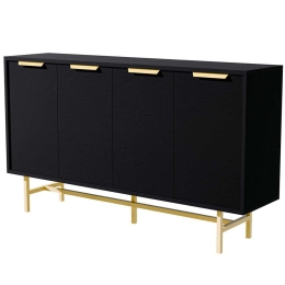 Μπουφές Nero 389MZA2237 144,8x35x79cm Black-Gold Μοριοσανίδα, Μελαμίνη