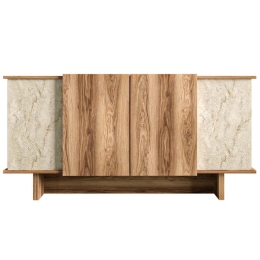 Μπουφές Diana 360ALE1503 180x40x81cm Travertine Beige-Walnut Μοριοσανίδα, Μελαμίνη