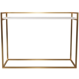 Κονσόλα Isil 285LCV1512 120x35x80cm White-Gold Μοριοσανίδα, Μέταλλο