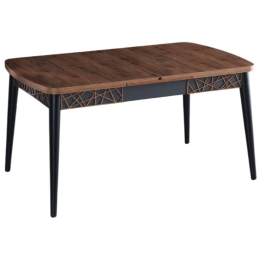 Τραπέζι Επεκτεινόμενο Amalfi Motif 107BCK1509 131,5/170x76,5x79,5cm Walnut-Black Μοριοσανίδα,Ξύλο
