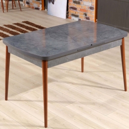 Τραπέζι Επεκτεινόμενο Aris 107BCK1515 132/170x76,5x79cm Stone Effect Anthracite-Walnut Μοριοσανίδα,Ξύλο