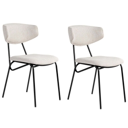 Καρέκλα Nancy (Σετ 2Τμχ) 566WYL1139 48x59x80cm White-Black Μέταλλο,Ύφασμα