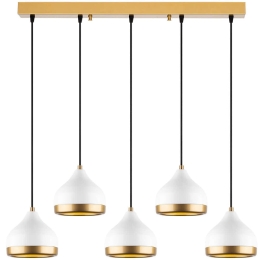 Φωτιστικό Οροφής - Ράγα Yildo 892OPV2138 90x17x111cm 5xE27 40W White-Gold Opviq