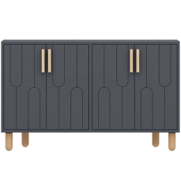 Μπουφές Vincent 327ODS1285 120x29,6x73,6cm Anthracite-Oak Μοριοσανίδα, Μελαμίνη
