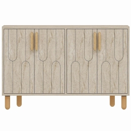 Μπουφές Vincent 327ODS1289 120x29,6x73,6cm Travertine Beige-Oak Μοριοσανίδα, Μελαμίνη