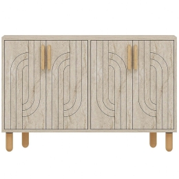 Μπουφές Rodney 327ODS1294 120x29,6x73,6cm Travertine Beige-Oak Μοριοσανίδα, Μελαμίνη
