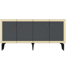 Μπουφές Poli 475OLV2301 150x40x79cm Marble Effect Black Anthracite-Gold Μοριοσανίδα, Μελαμίνη