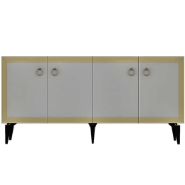 Μπουφές Poli 475OLV2303 150x40x79cm Marble Effect Black White-Gold Μοριοσανίδα, Μελαμίνη