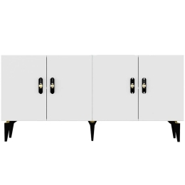 Μπουφές Plus 475OLV2308 150x40x79cm White-Black Μοριοσανίδα, Μελαμίνη