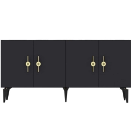 Μπουφές Zenit 475OLV2309 150x40x79cm Anthracite-Gold Μοριοσανίδα, Μελαμίνη