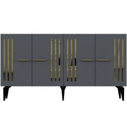 Μπουφές Junes 475OLV2313 150x40x79cm Anthracite-Gold Μοριοσανίδα, Μελαμίνη