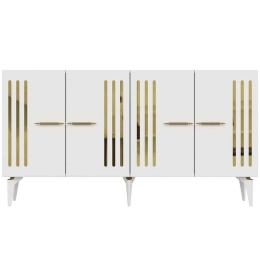 Μπουφές Junes 475OLV2315 150x40x79cm White-Gold Μοριοσανίδα, Μελαμίνη