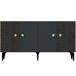 Μπουφές Frow 475OLV2319 150x40x79cm Dark Oak-Anthracite Μοριοσανίδα, Μελαμίνη