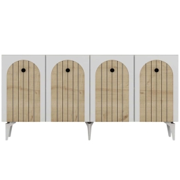 Μπουφές Breda 475OLV2326 150x40x79cm White-Oak Μοριοσανίδα, Μελαμίνη