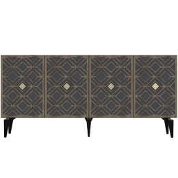 Μπουφές Rose 475OLV2329 150x40x79cm Anthracite-Walnut Μοριοσανίδα, Μελαμίνη
