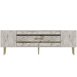 Έπιπλο Τηλεόρασης Dekolp 475OLV2997 150x35x48,2cm Marble Effect White-Gold