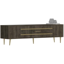 Έπιπλο Τηλεόρασης Dekolp 475OLV2999 150x35x48,2cm Walnut-Gold