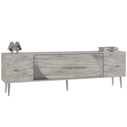 Έπιπλο Τηλεόρασης Dekop 475OLV3026 150x29,6x48,2cm Marble Effect White-Silver