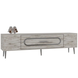 Έπιπλο Τηλεόρασης Dekop 475OLV3032 150x29,6x48,2cm Marble Effect White-Silver