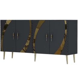 Μπουφές Hook 475OLV1766 150x35x75cm Anthracite-Gold Μοριοσανίδα, Μελαμίνη