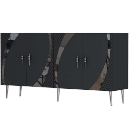 Μπουφές Hook 475OLV1767 150x35x75cm Anthracite-Silver Μοριοσανίδα, Μελαμίνη