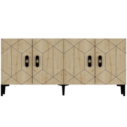 Μπουφές Cross 475OLV1772 150x35x75cm Oak-Anthracite Μοριοσανίδα, Μελαμίνη