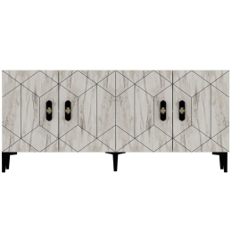 Μπουφές Cross 475OLV1774 150x35x75cm Marble Effect White Μοριοσανίδα, Μελαμίνη