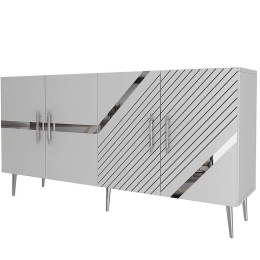 Μπουφές Fuga 475OLV1779 150x35x75cm White-Silver Μοριοσανίδα, Μελαμίνη