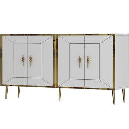 Μπουφές Arno 475OLV1790 150x35x75cm White-Gold Μοριοσανίδα, Μελαμίνη