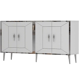Μπουφές Arno 475OLV1791 150x35x75cm White-Silver Μοριοσανίδα, Μελαμίνη