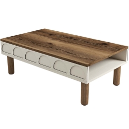 Τραπέζι Σαλονιού Bohem 845HCT2890 180x60x35,6cm Walnut-Cream