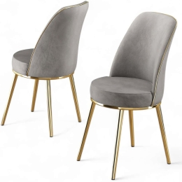 Καρέκλα Pefa Babyface (Σετ 4Τμχ) 240CHR1555 45x42x91cm Grey-Gold Μέταλλο,Ύφασμα