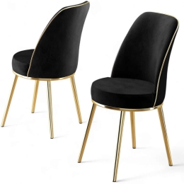 Καρέκλα Pefa Babyface (Σετ 4Τμχ) 240CHR1556 45x42x91cm Black-Gold Μέταλλο,Ύφασμα
