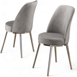 Καρέκλα Pefa Babyface (Σετ 4Τμχ) 240CHR1560 45x42x91cm Grey-Chrome Μέταλλο,Ύφασμα