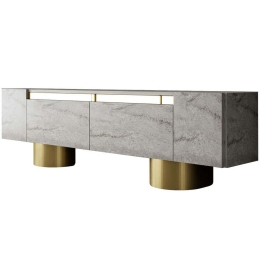 Έπιπλο Τηλεόρασης Bohem 618BLY1262 180x30x50cm Travertine Grey-Gold