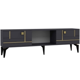 Έπιπλο Τηλεόρασης Madera 475OLV3087 150x29,6x44,6cm Anthracite-Gold
