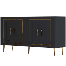 Μπουφές Piero 475OLV3101 150x35x75cm Anthracite-Gold Μοριοσανίδα, Μελαμίνη