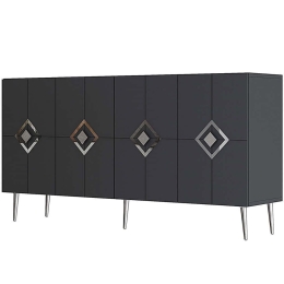 Μπουφές Robber 475OLV3106 150x35x75cm Anthracite-Silver Μοριοσανίδα, Μελαμίνη