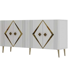Μπουφές Domino 475OLV3111 150x35x75cm White-Gold Μοριοσανίδα, Μελαμίνη
