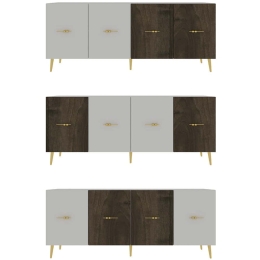 Μπουφές Loop 475OLV3114 150x35x75cm White-Walnut Μοριοσανίδα, Μελαμίνη
