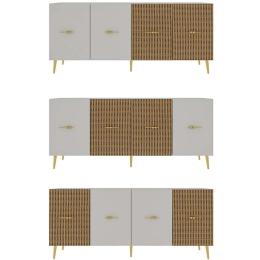 Μπουφές Loop 475OLV3115 150x35x75cm White-Oak Μοριοσανίδα, Μελαμίνη