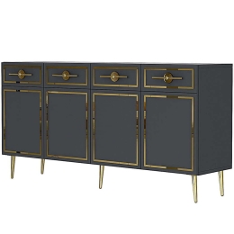 Μπουφές Belly 475OLV3117 150x35x75cm Anthracite-Gold Μοριοσανίδα, Μελαμίνη