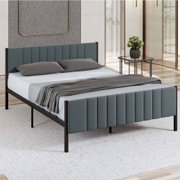 Κρεβάτι Lotus (Για Στρώμα 160x200cm) 837WST1163 160x200x88cm Anthracite Διπλό