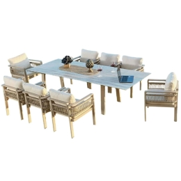 Τραπεζαρία Κήπου Venedik (Σετ 9Τμχ) 561CLR1313 Beige 8 Θέσεων