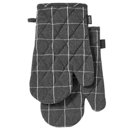 Γάντια Κουζίνας Eco Check (Σετ 2Τμχ) 18x33cm Anthracite Ladelle 100% Βαμβάκι