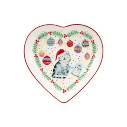 Χριστουγεννιάτικο Πιάτο Καρδιά Jolly Joy Joy Cat ME0046 14cm Multi Maxwell&Williams