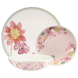 Σερβίτσιο Πιάτα Φαγητού Primula (Σετ 12Τμχ) AW0707 Multi-Pink Maxwell&Williams 12 τμχ Πορσελάνη